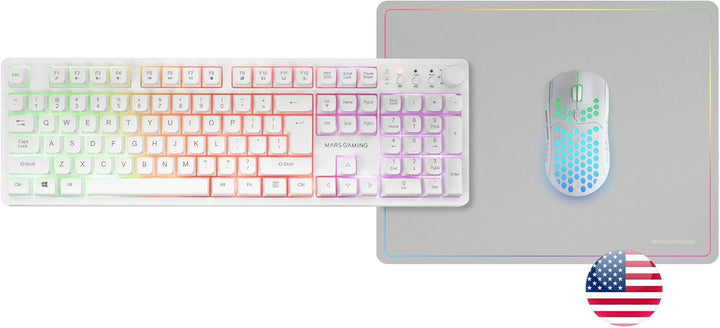 Mars Gaming MCPWX, Englisch US, Kabelloses Gaming-Combo, DualPro Link 2.4GPRO-Technologie, Vollforma