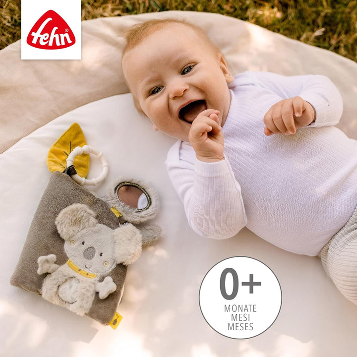Fehn Fühlbuch Koala - Buggybuch aus Stoff - Babyspielzeug Buch mit Quietsche, Rassel, Raschelpapier