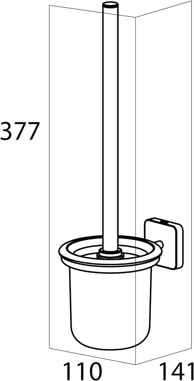 Tiger Onu Toilettenbürste, WC-Bürste aus verchromten Edelstahl, Glaseinsatz gefrostet, Chrom