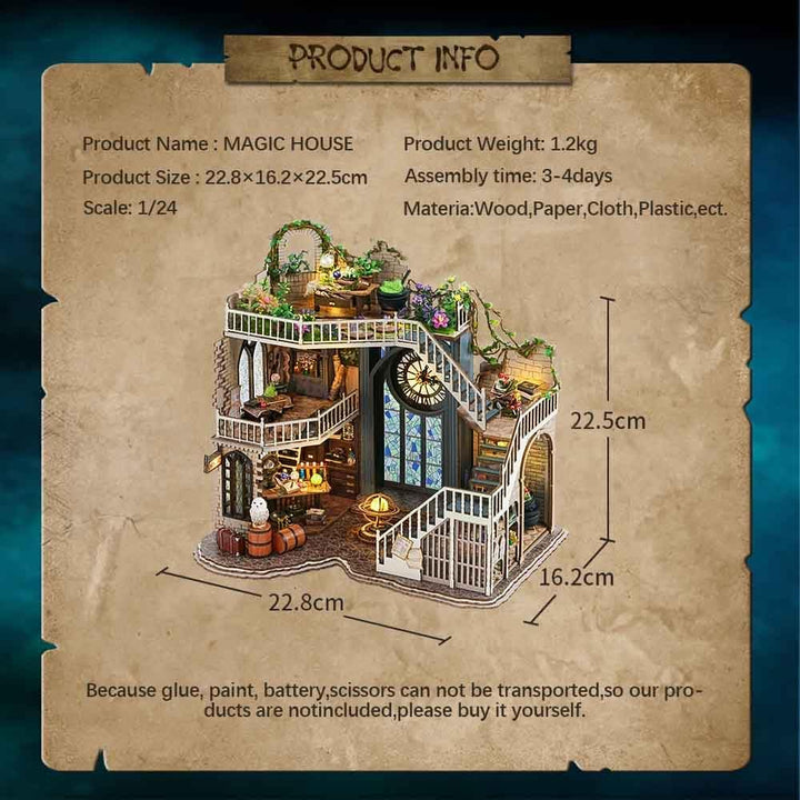 CUTEBEE Puppenhaus Miniatur Haus mit Möbeln, DIY Puppenhaus Bausatz Plus Staubschutzhülle 1:24 Masss