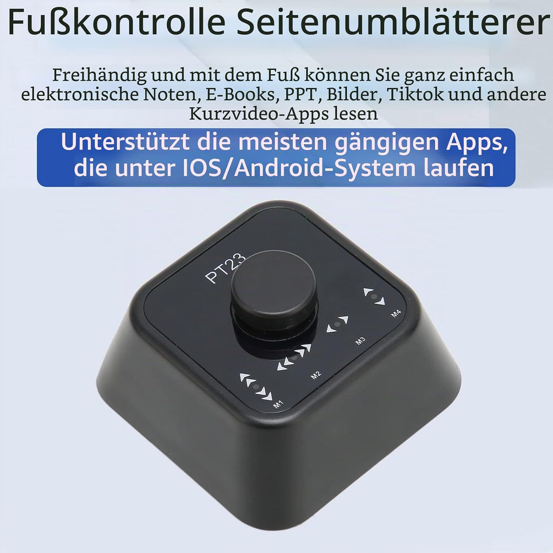 Bluetooth-Seitenwender-Pedal für Tablets, Telefon, Kabelloses Fussschalterpedal, Multimedia-Controll
