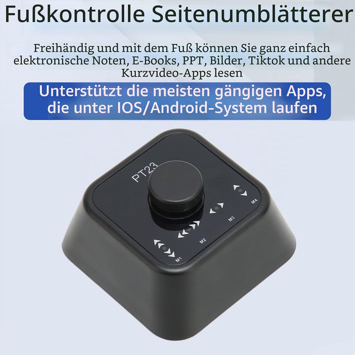 Bluetooth-Seitenwender-Pedal für Tablets, Telefon, Kabelloses Fussschalterpedal, Multimedia-Controll