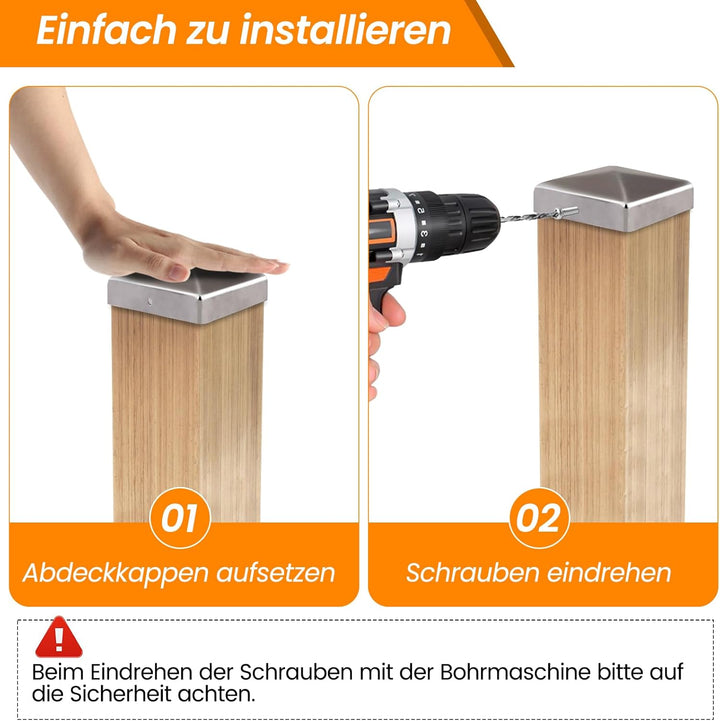 Pfostenkappen 7x7cm-10 Stück Verzinkte Pfostenabdeckung aus Metall, Pyramidenform Zaunpfosten Kappen