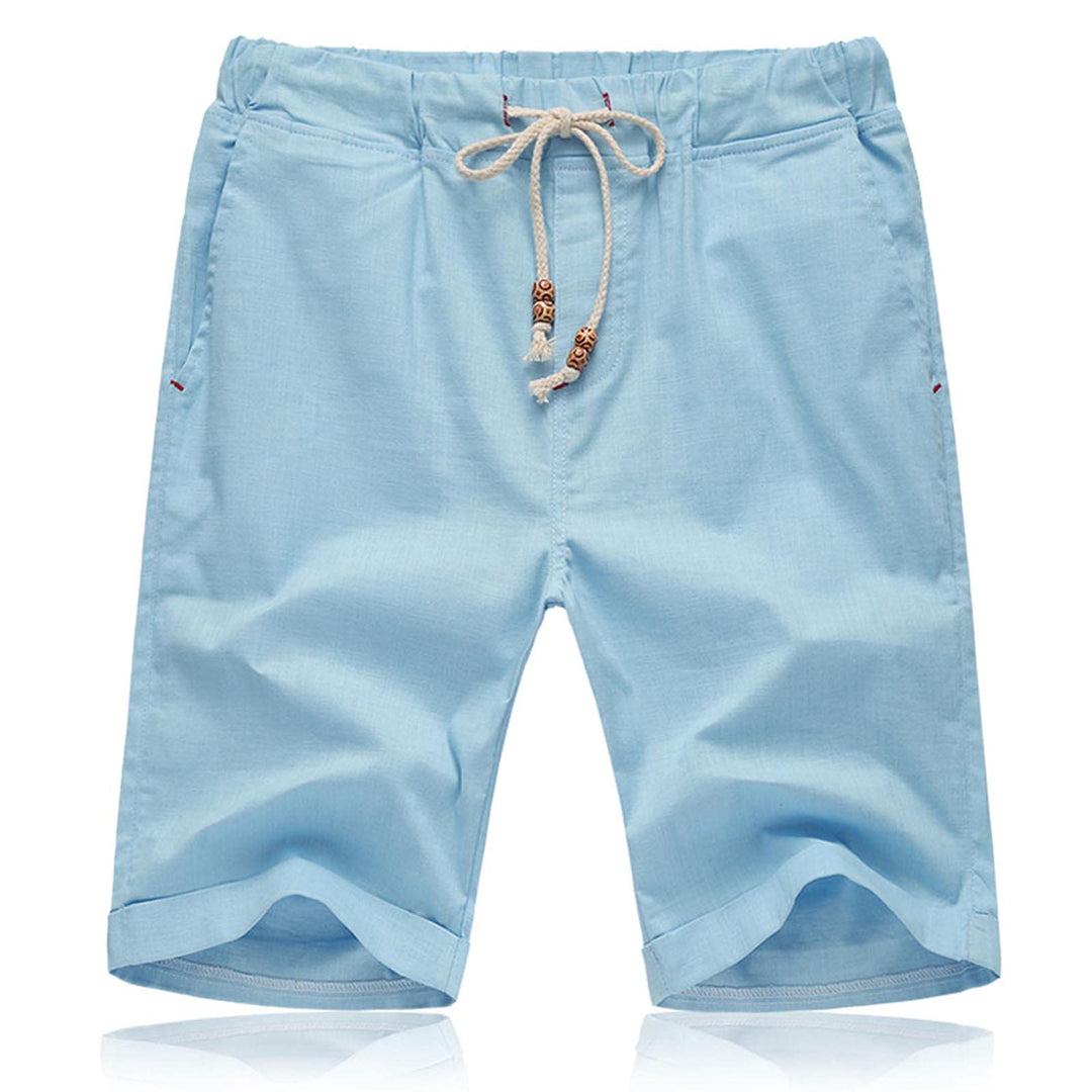 JustSun Kurze Hosen Herren Leinen Shorts Leicht Atmungsaktiv mit Tunnelzug S Hellblau, S Hellblau