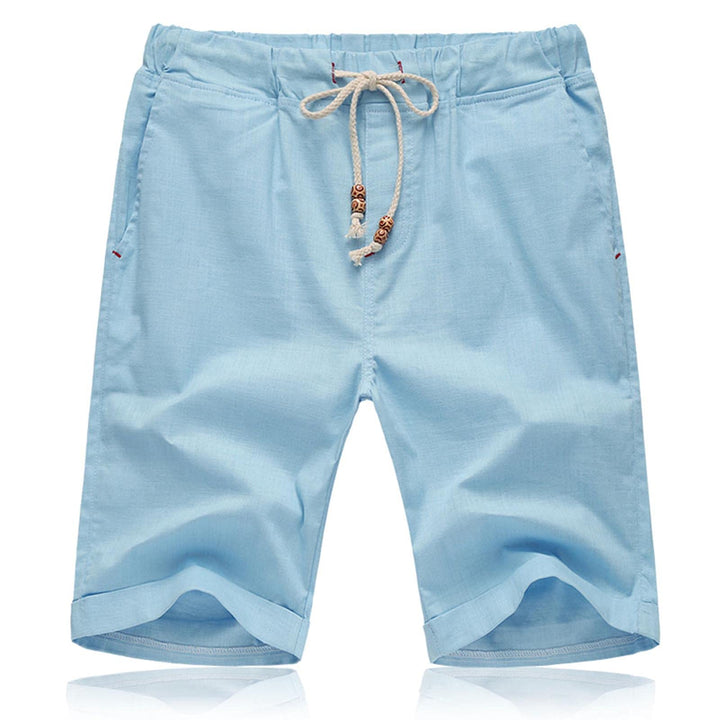 JustSun Kurze Hosen Herren Leinen Shorts Leicht Atmungsaktiv mit Tunnelzug S Hellblau, S Hellblau