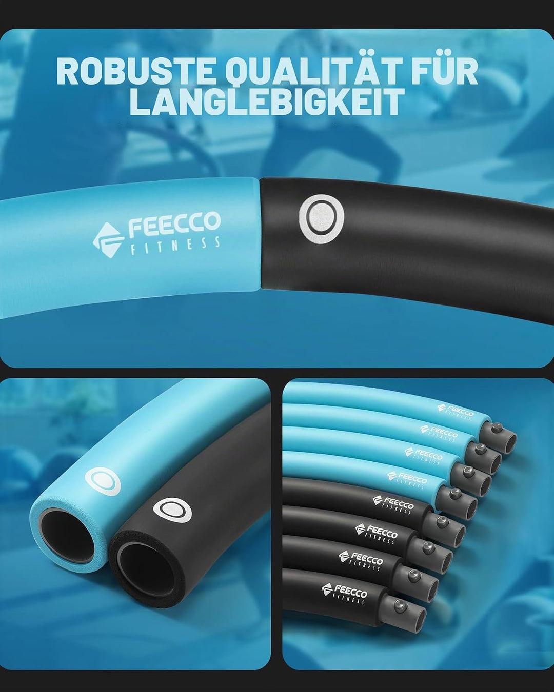 FEECCO Hula Hoop Reifen Erwachsene - hullahub Reifen zum Abnehmen Blau 1.0 kg, Blau 1.0 kg