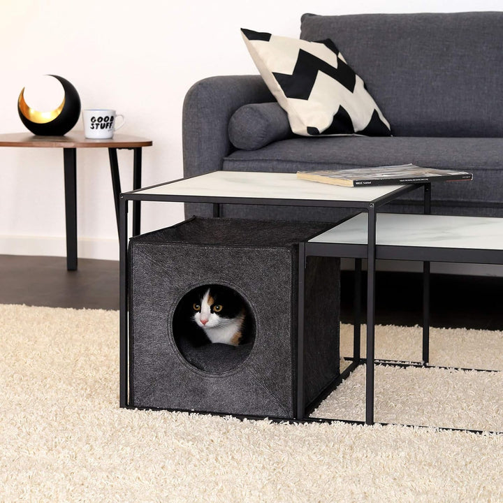 lionto Katzenhöhle aus stabilem Filz passend für Kallax Regale & andere Regalsysteme, 33x37x33 cm, K