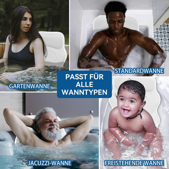 Poemland Luxus Dicke, volle Körper Badewannenkissen Mat &amp; Cushion für Badewanne Kopfstütze Hals Schu