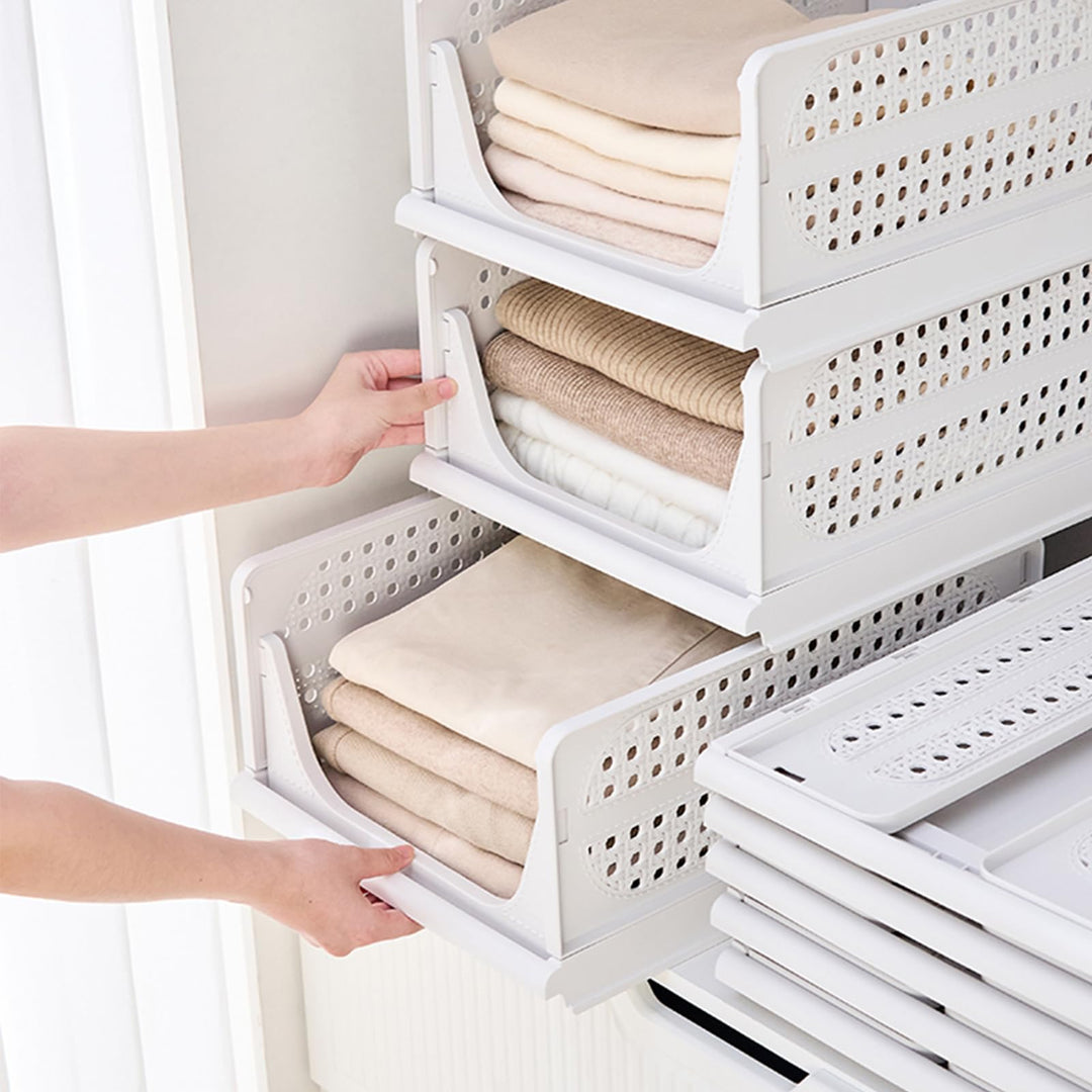 RMAN Kleiderschrank Organizer 3er Set Stapelbare Aufbewahrungsboxen Kunststoff Faltbares Schubladen