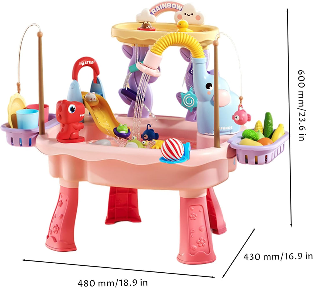 Wasserspieltisch Doppelschichtiger Wassertisch für Kinder mit Umlaufrutsche und sensorischem Angelsp