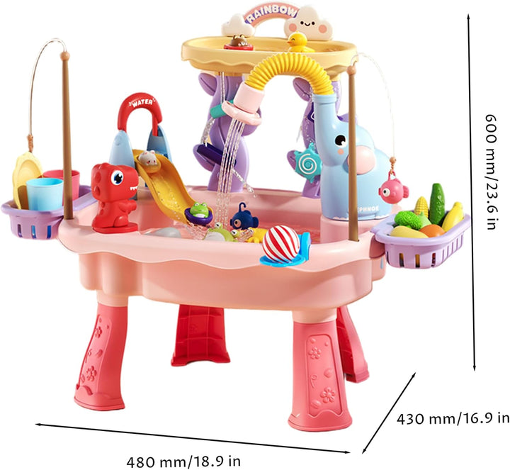 Wasserspieltisch Doppelschichtiger Wassertisch für Kinder mit Umlaufrutsche und sensorischem Angelsp