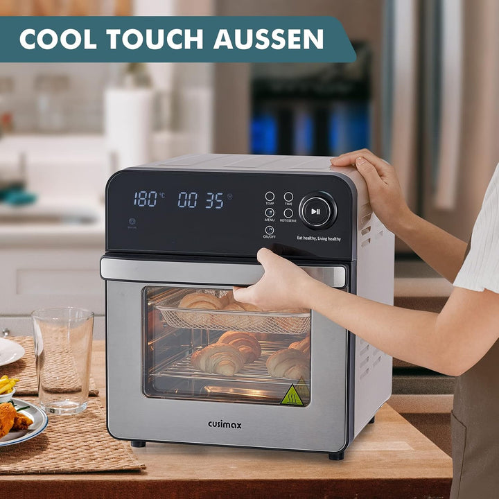 CUSIMAX Heissluftfritteuse 14,5 Liter 8 in 1 Airfryer Oven für Fritteuse Dehydrieren Rotisserie Back
