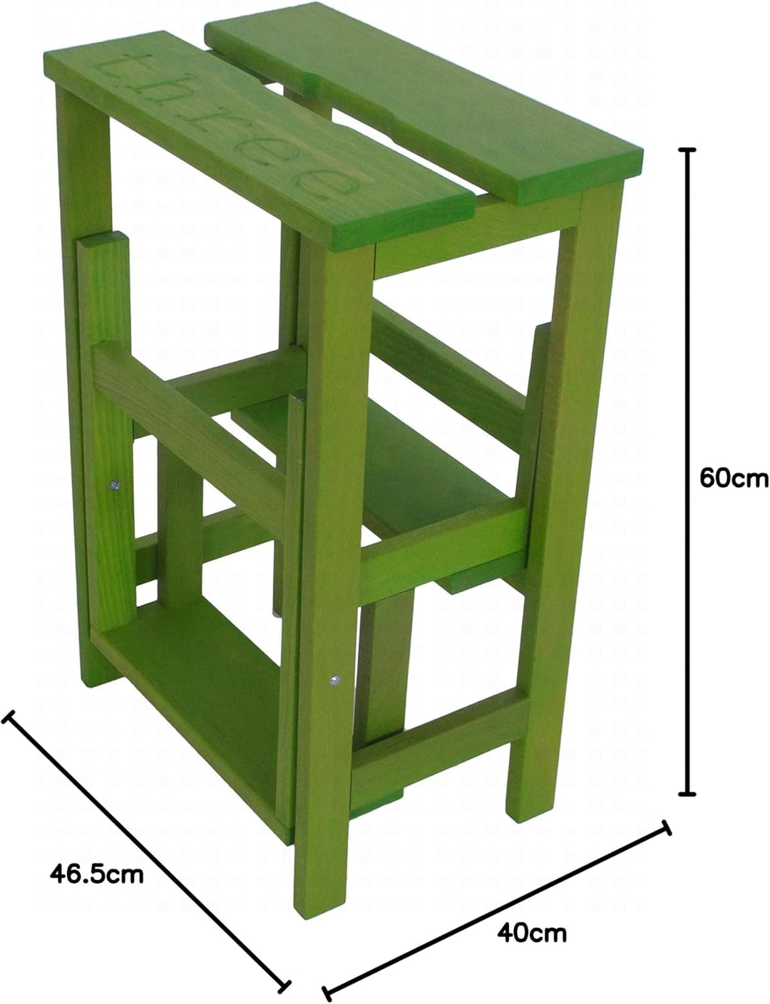 Karn, Happy Numbers Tritthocker aus gebeizter und lackierter Buche, Höhe 60 cm, drehbare Stufe mit S