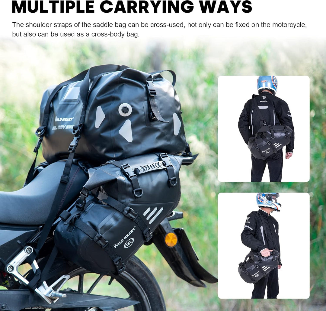 WILD HEART Motorrad-Satteltaschen, wasserdicht, 36 l (18 l x 2), Motorrad-Seitensatteltaschen, Gepäc