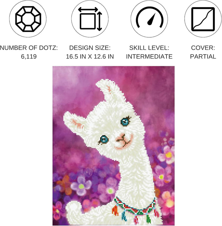 DIAMOND DOTZ DD7.018 - Original 5D Diamond Painting Set Lama Lulu, Kreativset mit 6.119 Diamant Mosa