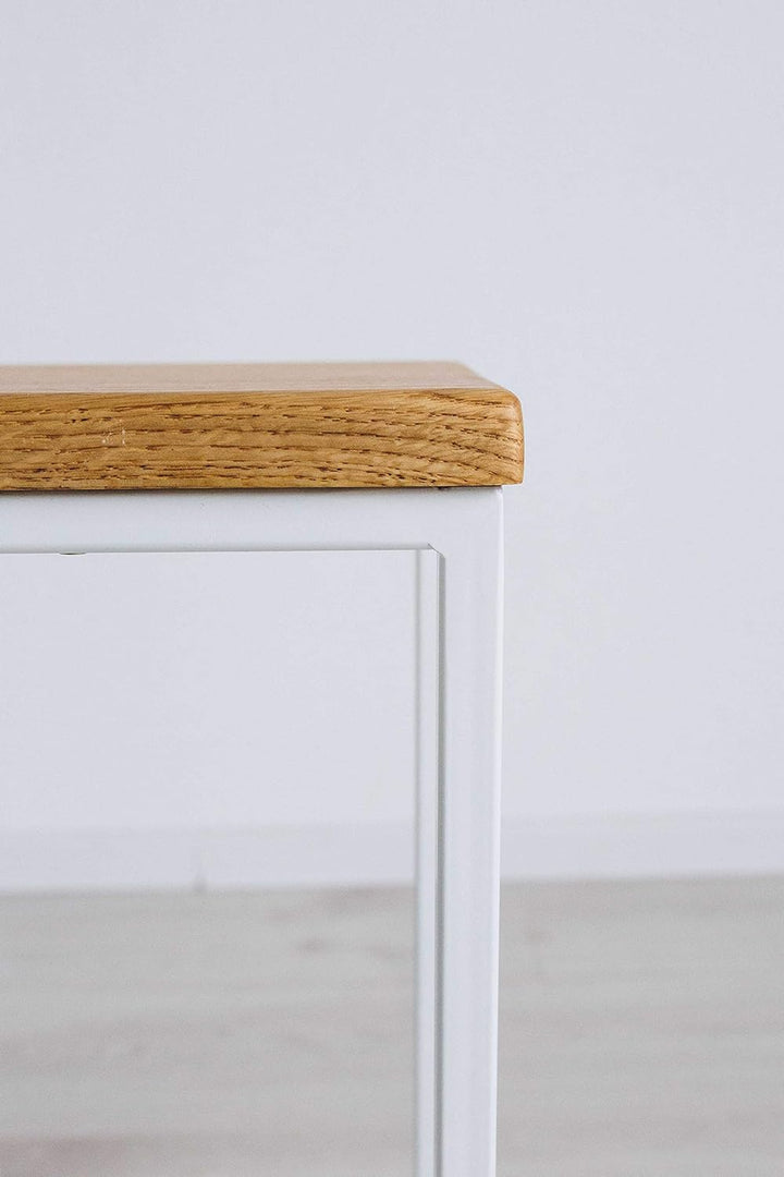EINE BestLoft Blumensäule Dora aus Eiche - Dekosäule im schlanken Design + Stahlgestell (Gestell Wei