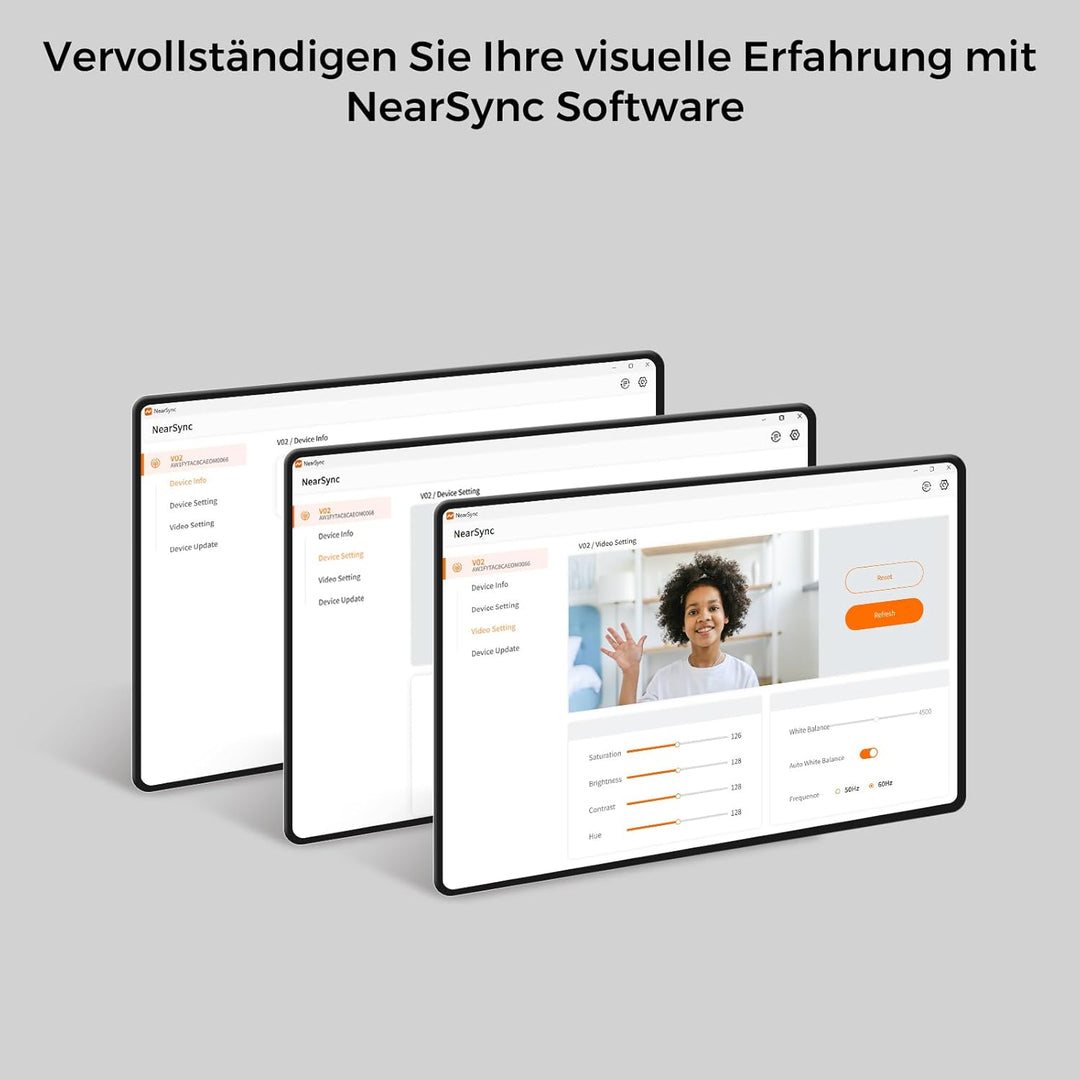 NearStream 2K Webcam für PC,Autofokus Webcam mit Mikrofon,Rauschunterdrückung,Software Steuerung,Ein