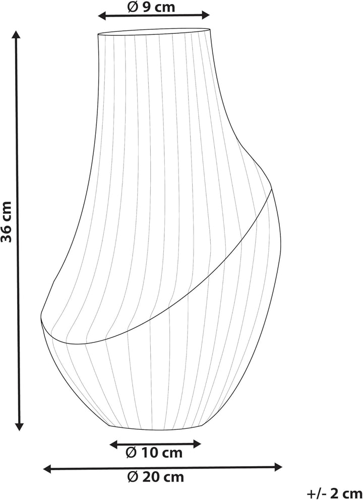 Deko Blumenvase Glas grau 36 cm bauchig Rillen-Struktur breite Öffnung Myrsina