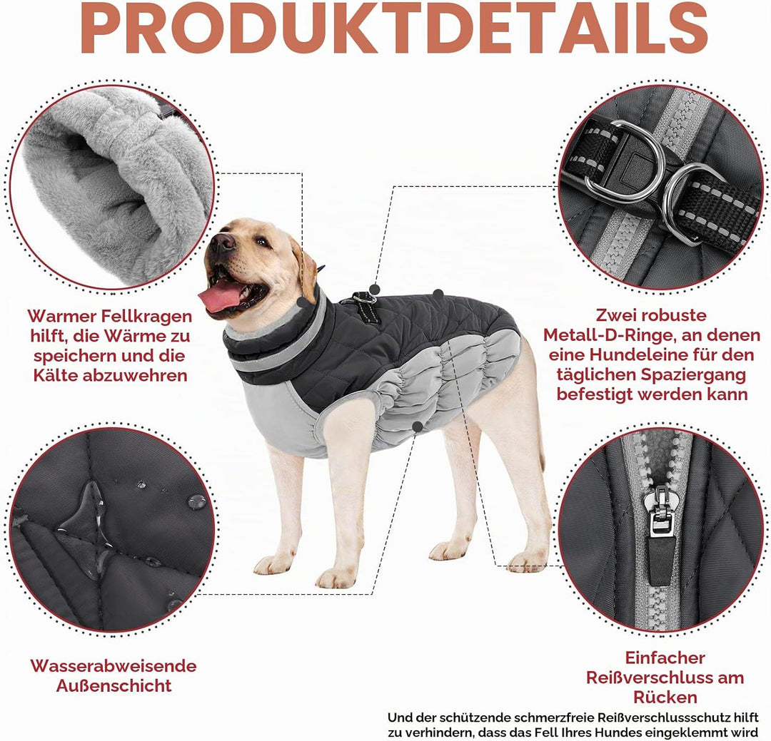 AOFITEE Hundemantel Grosse Hunde, Warme Hundemantel Winter Wasserdicht Hundejacke Winterjacke mit Ge