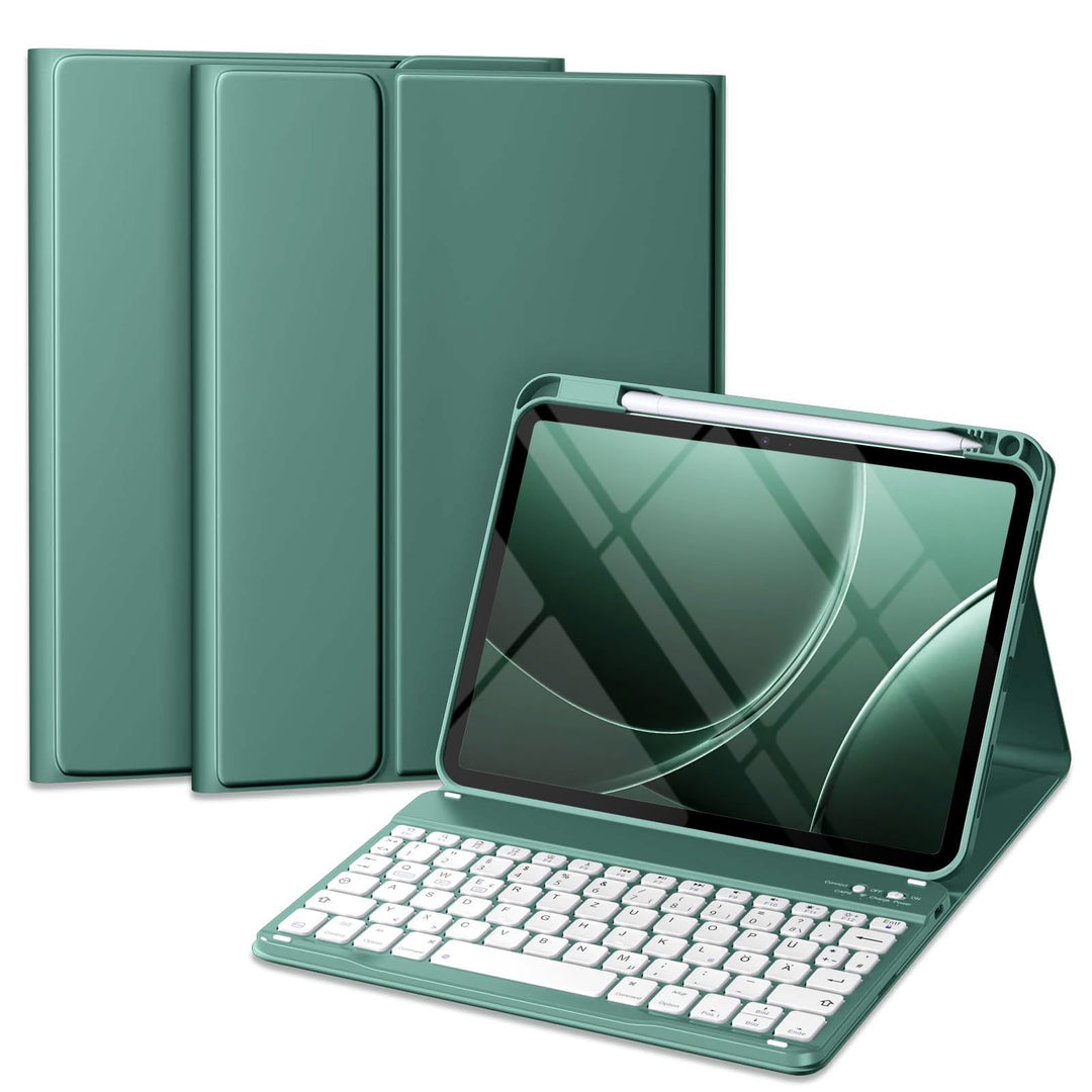 Vobafe Hülle mit Tastatur für iPad A16 11/10 Generation (2025/2022, 10,9/11 Zoll), Magnetisch Abnehm