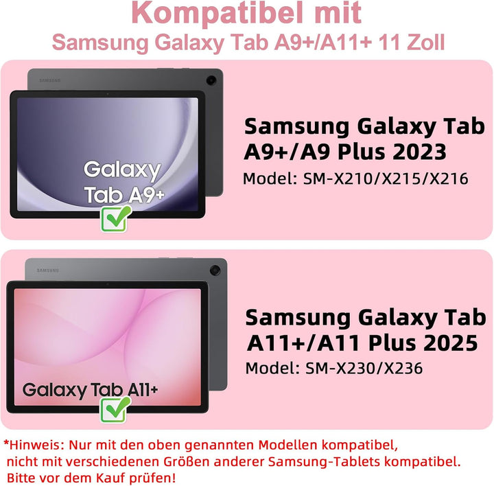 Bettdow für Samsung Galaxy Tab A11+/A9+ 11" Tastatur Hülle, Deutsch QWERTZ Layout Abnehmbarer Beleuc