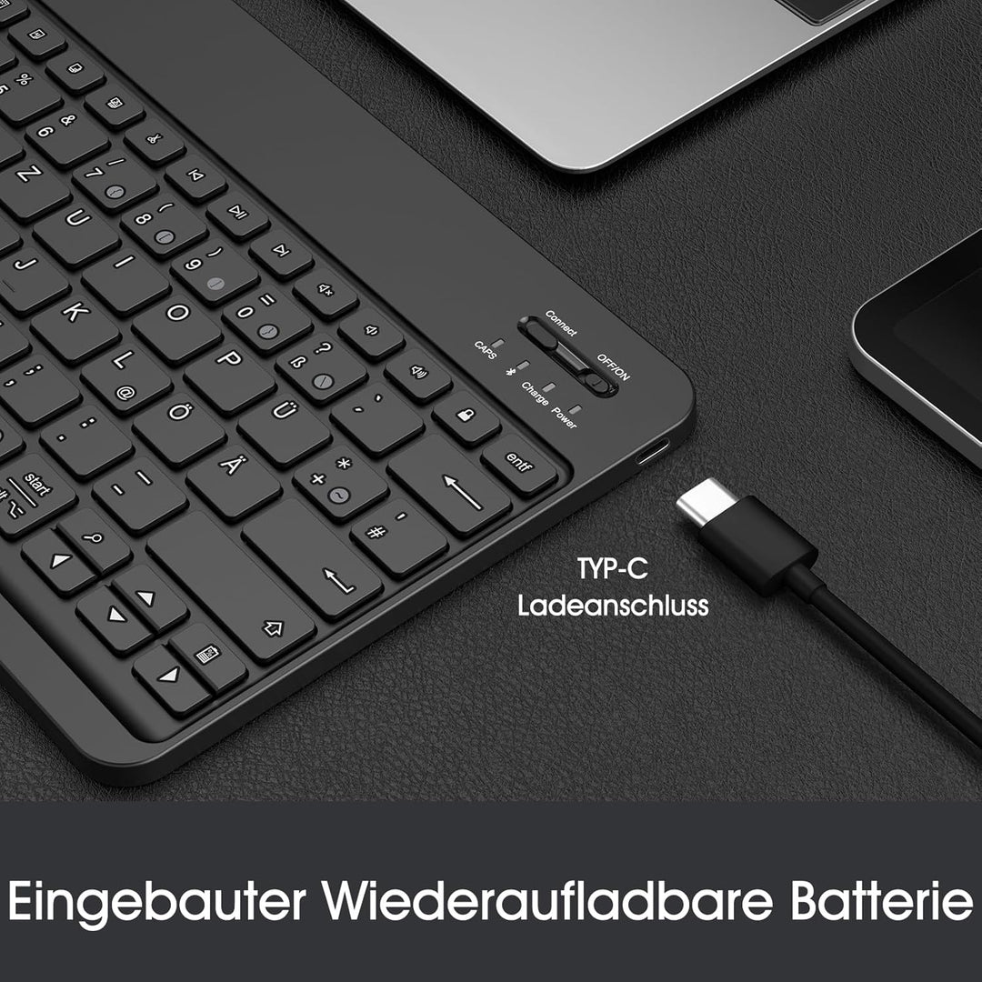 FINTIE Ultradünn Bluetooth Tastatur mit deutschem Layout QWERTZ für iPad Air/Pro/Mini/iPad 10.9/10.2