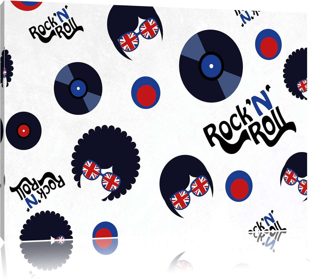 Pixxprint Rock 'n' roll Collage als Leinwandbild/Grösse: 100x70 cm/Wandbild/Kunstdruck/fertig bespan