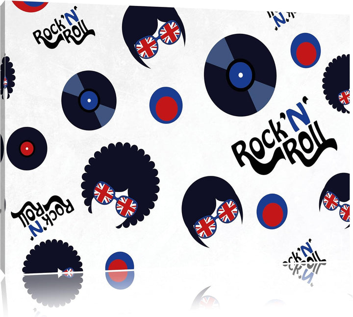 Pixxprint Rock 'n' roll Collage als Leinwandbild/Grösse: 100x70 cm/Wandbild/Kunstdruck/fertig bespan
