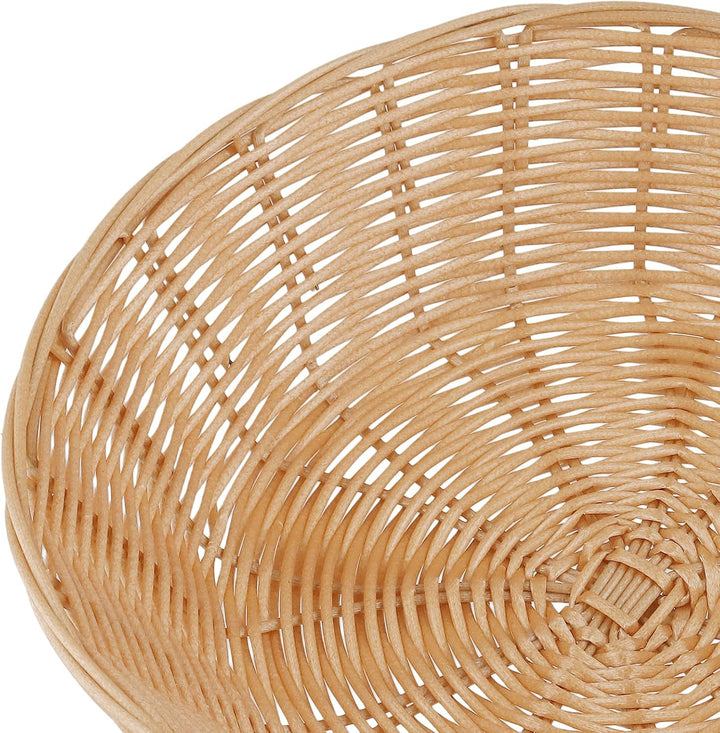 15 Stück Brotkorb Geflochten Rund, 24x6cm Brotkörbchen Kunststoff Brötchenkorb, Geflochtener Korb Br