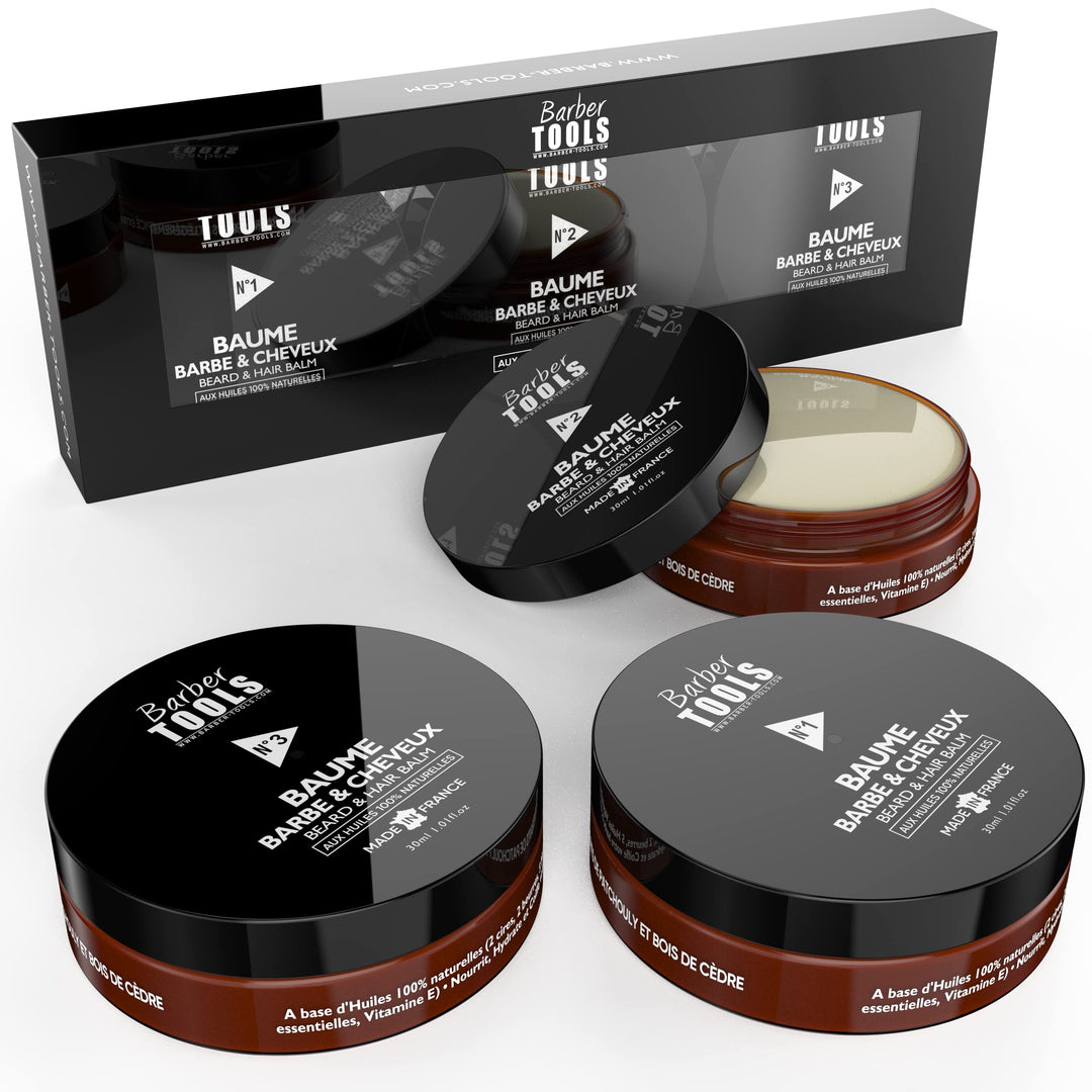 Set Bartbalsam | N°1/2/3 | 3X30ml mit 100% natürlichen Ölen - MADE IN FRANCE- Nährt, hydratisiert, s