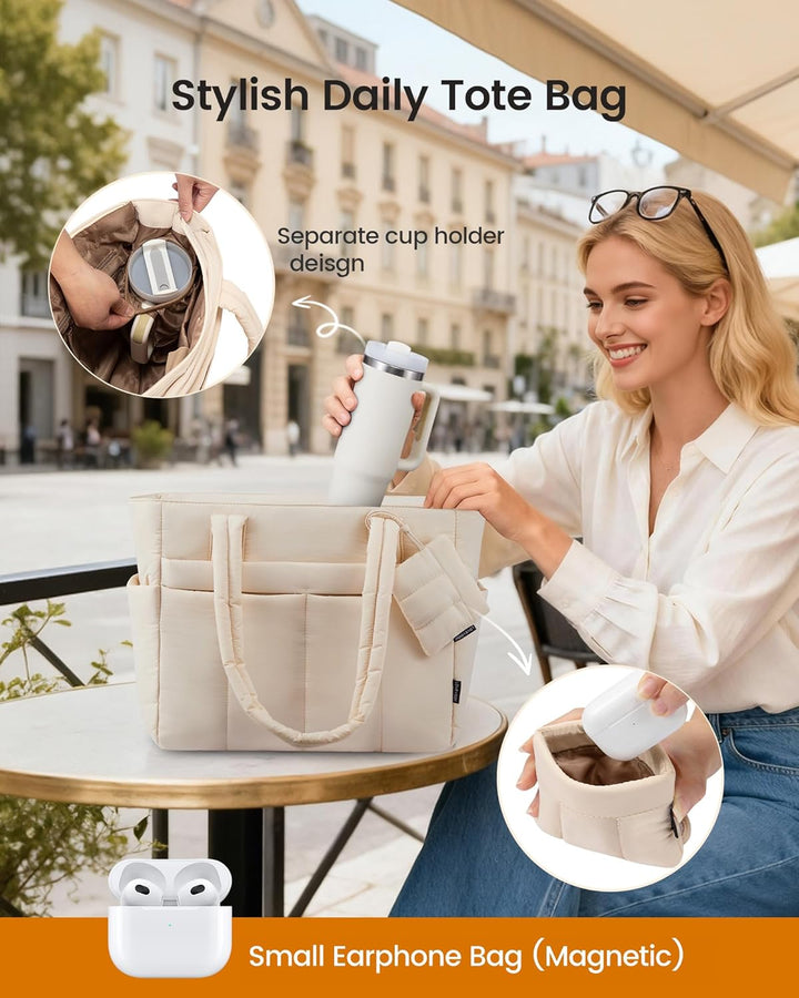 LOVEVOOK Handtasche Damen Shopper Tasche Gross, Leicht Arbeitstasche Puffer Tote Bag mit Reissversch