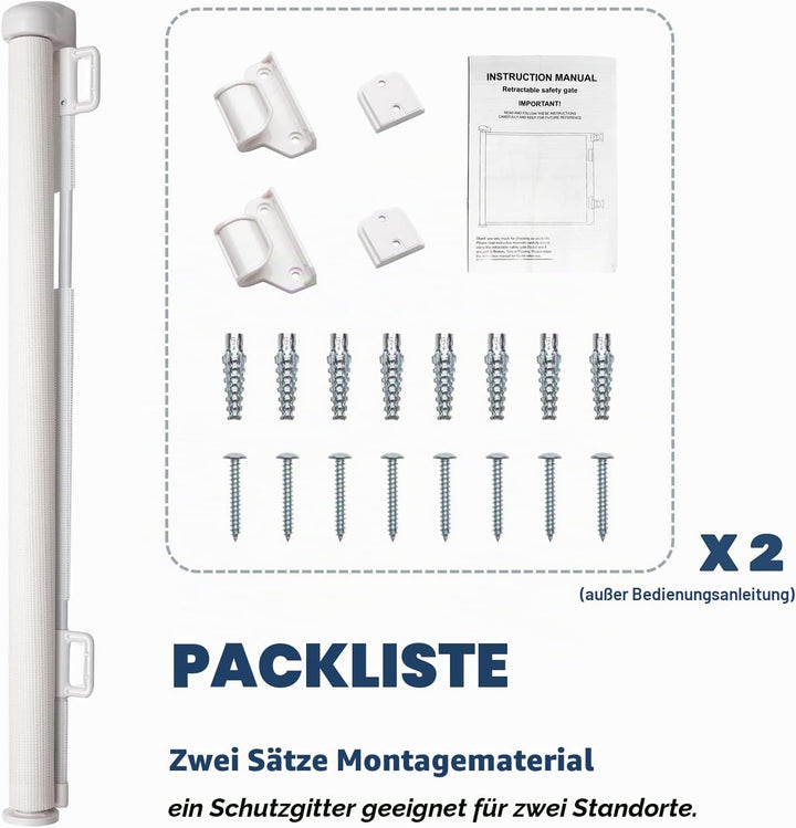 HollyHOME Treppenschutzgitter Ausziehbar 0-180cm, Extra Breit Babygitter, Einhandbedienung, Türschut