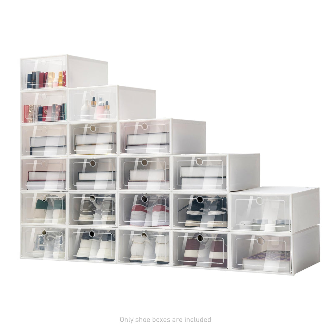 Schuhe Box Set 20Pcs Plastik Schuhkarton Stapelbar Schuh Organizer Aufbewahrungsboxen mit Transparen