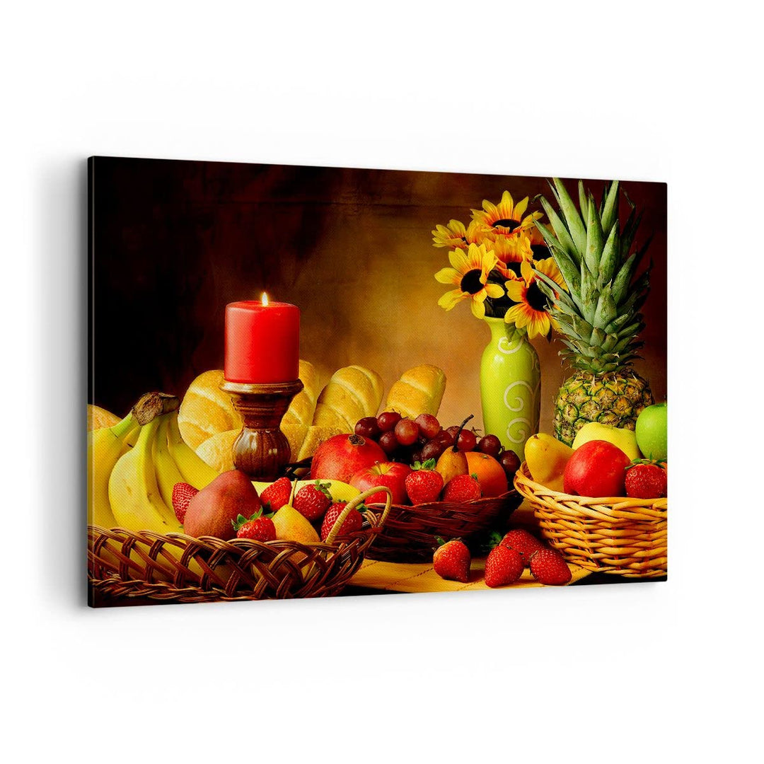 Bilder auf Leinwand 100x70cm Leinwandbild Banane Korb Essen Früchte Gross Wanddeko Bild Schlafzimmer