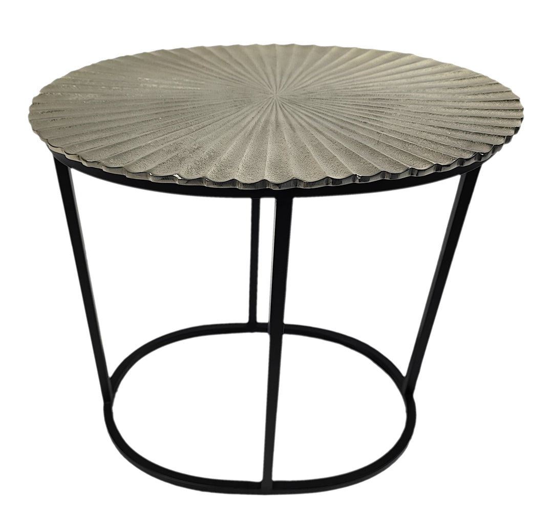 DARO DEKO Beistelltisch mit Aluminium Platte Silber - 42 x 28 x 42 cm, 42 x 28 x 42 cm