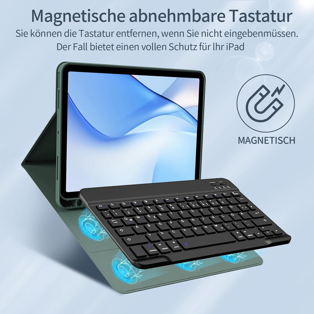 Hülle mit Tastatur für iPad Air 11 Zoll M3/M2, iPad Air 7 6 5 4 (2025/2024/2022/2020) 10,9 Zoll, Sof