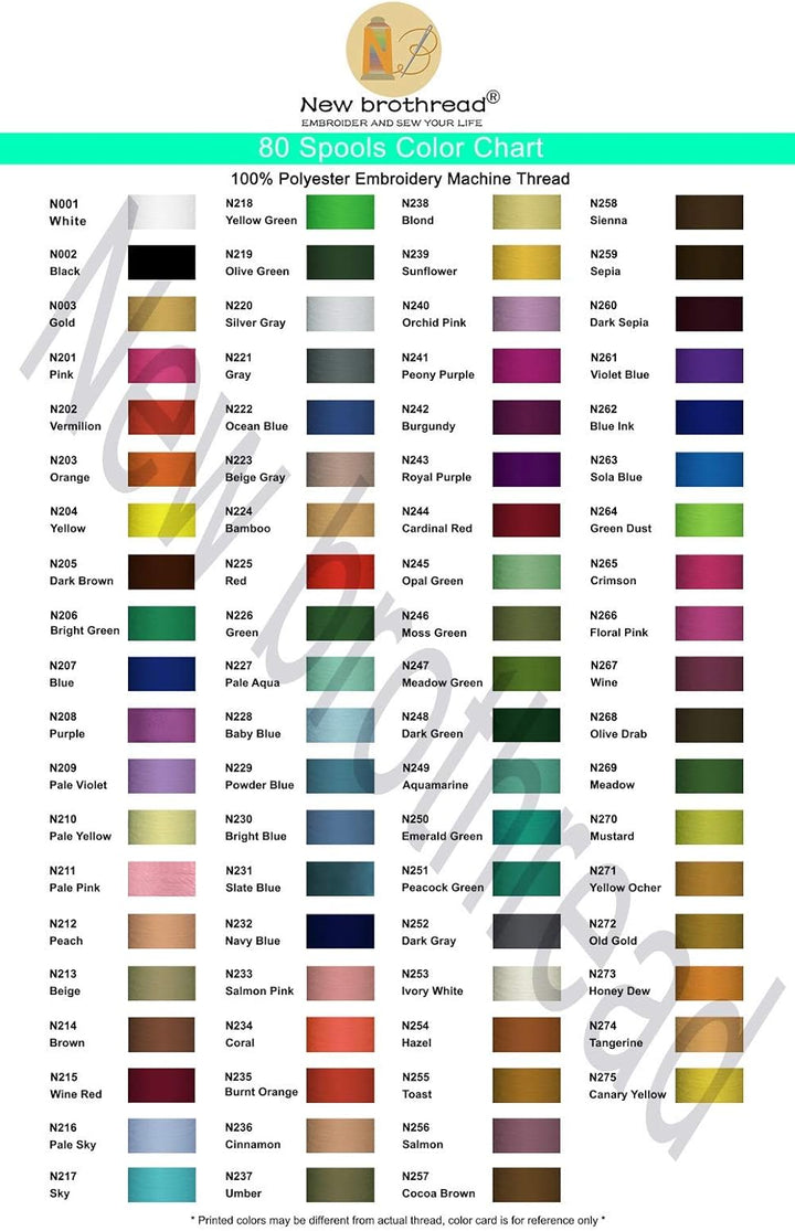 New brothread 80 Spulen Polyester Maschinen Stickgarn 1000M Jeder Spule Ähnlich wie bei Janome und R