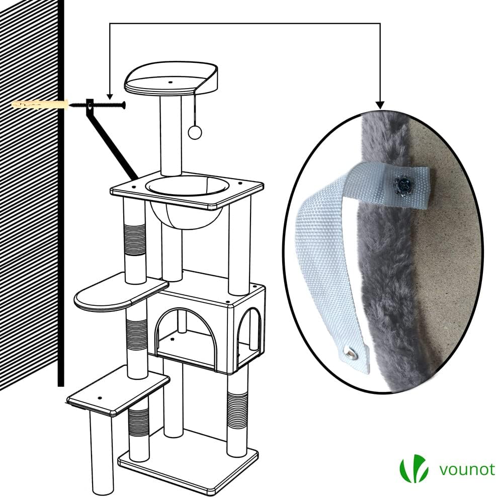 VOUNOT Kratzbaum Katzenbaum Gross XL, Stabiler Katzenkratzbaum mit Katzenhöhle, Sisal Säule, Plattfo