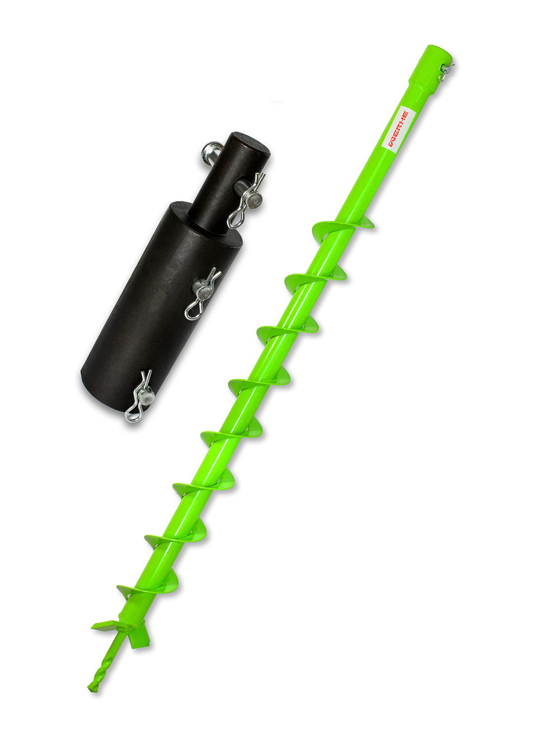 WERHE Erdbohrer für Bohrer mit Adapter 25 mm auf 20 mm ⌀60 mm, Länge 80 cm - Brunnenbohrer, Baumpfla