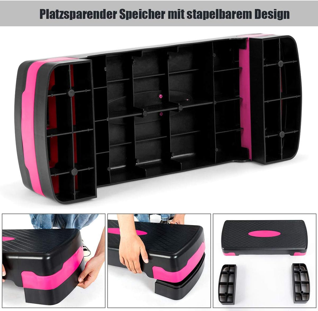 COSTWAY Höhenverstellbarer Aerobic Stepper mit Zwei Stufen von 10 cm und 15 cm, Steppbrett bis 250KG