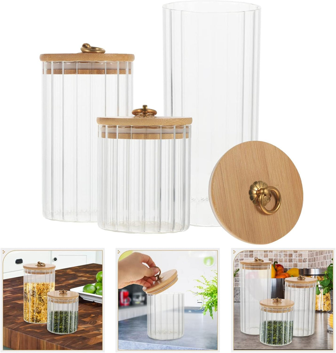 TOPBATHY Vorratsdosen aus Glas mit versiegeltem Deckel, 3 Stück