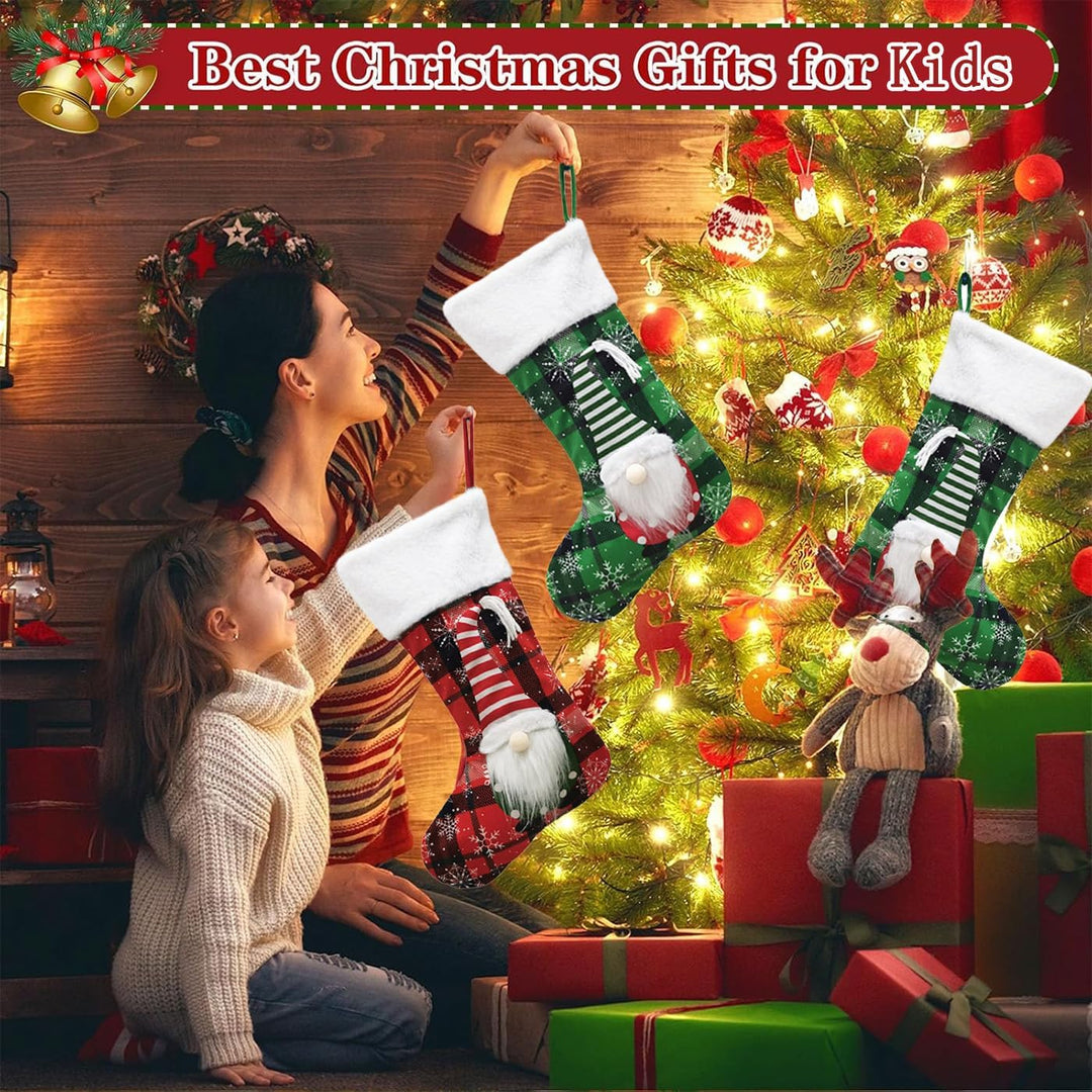 2 Pcs Weihnachtsstrumpf 42cm Grosse Stickerei Nikolausstrumpf Weihnachtsstrümpfe Nikolausstiefel Kam