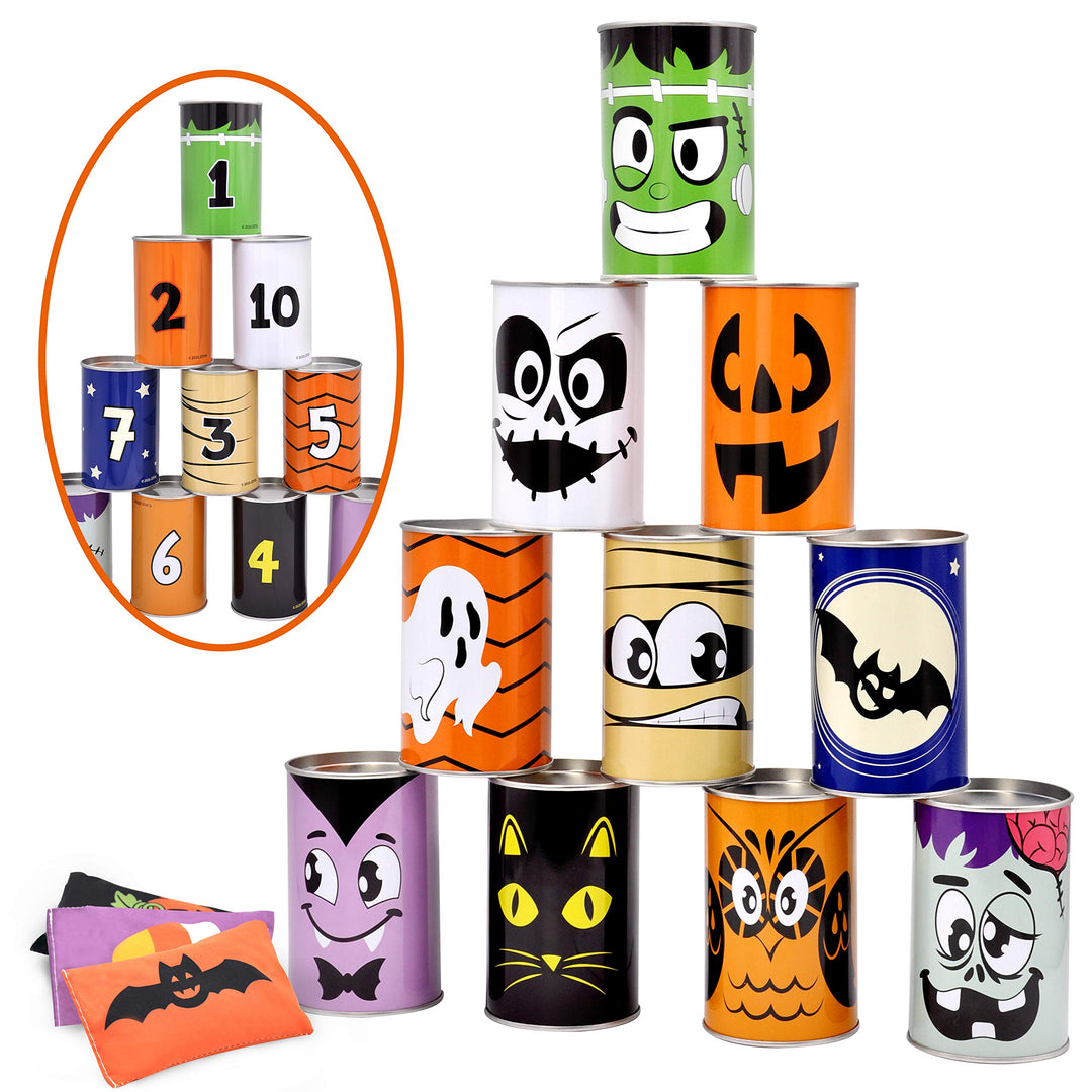 JOYIN Halloween Karneval Dosenwerfen Spiele für Kinder und Erwachsene mit Wurfsäckchen, Süsses oder