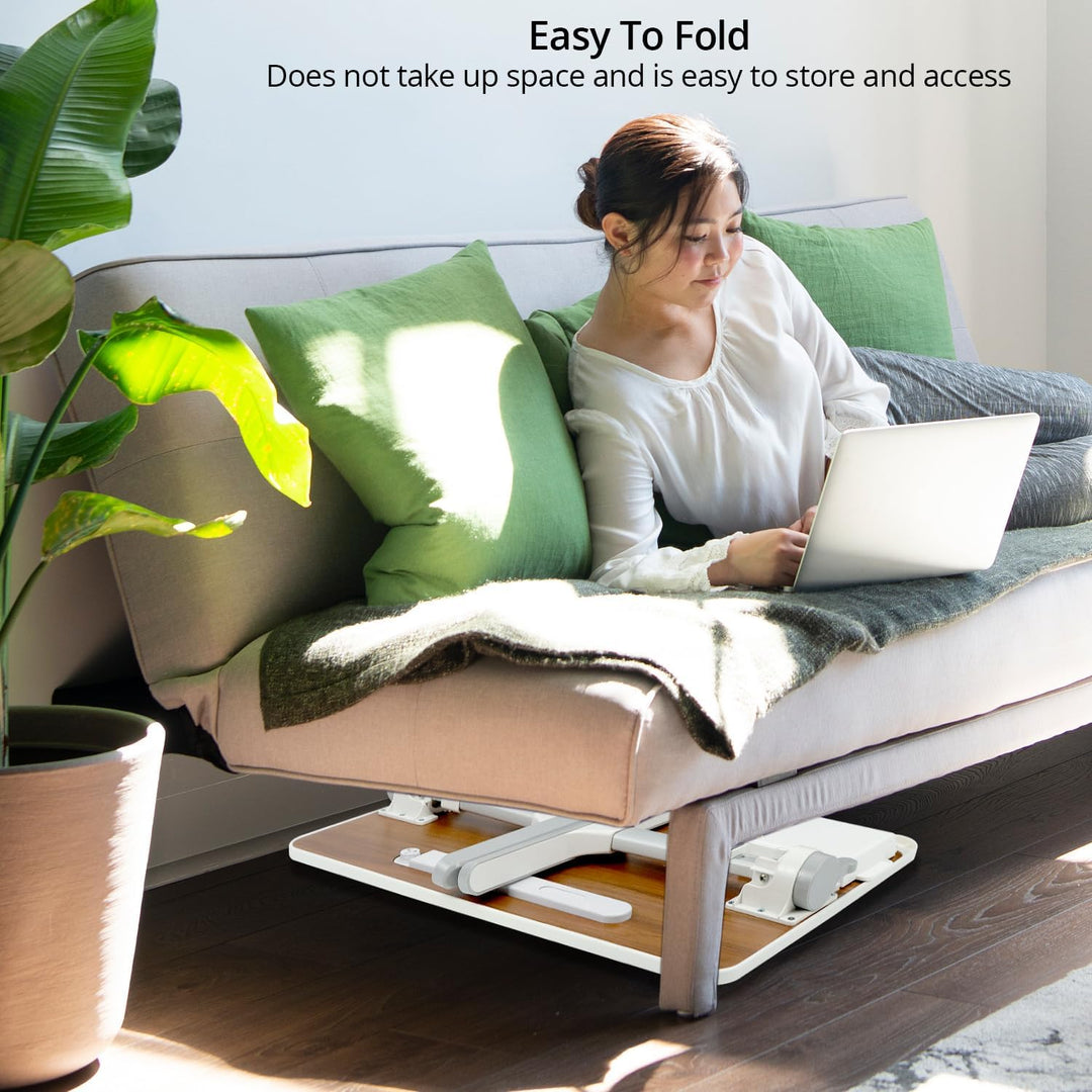 QWORK® Tisch Bett Laptoptisch, Höhen Winkel verstellbar,Betttisch Klappbar mit Schublade und LED Lam