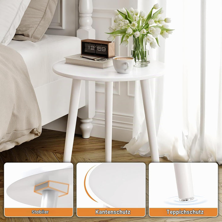 APICIZON Beistelltisch, Couchtisch rund Ø 42 cm, Höhe 51 cm, Sofatisch mit Beinen aus Massivholz, Sk