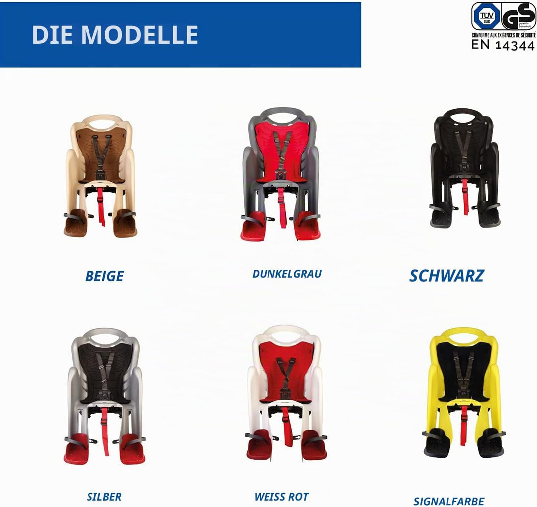b bellelli Mr Fox - Fahrradrücksitz für Kinder bis 22 kg, von 3 bis 8 Jahren - Fixierung am Fahrradr