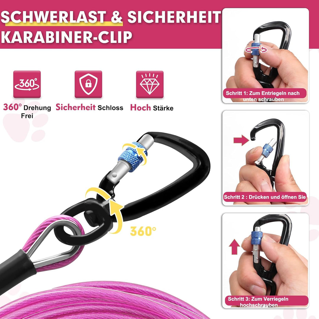 Snagle Paw Hochbelastbar Hofleine für grosse Hunde für den Garten 9m Reissfestigkeit 100 Pfund, Dreh