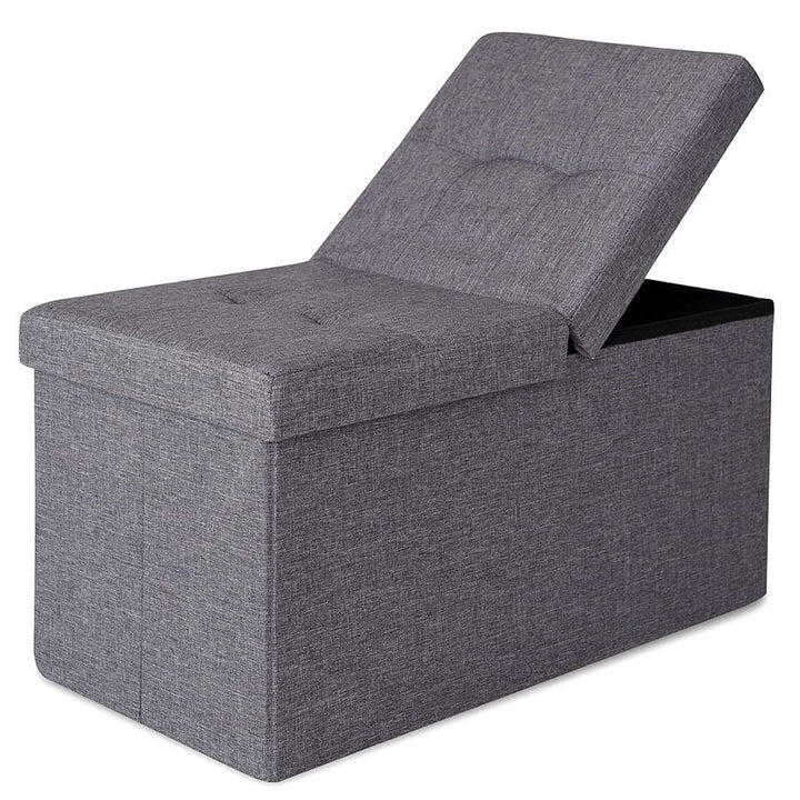 dibea Sitzbank mit Klappdeckel 76x38x38 cm, Leinen grau, Leinen Grau
