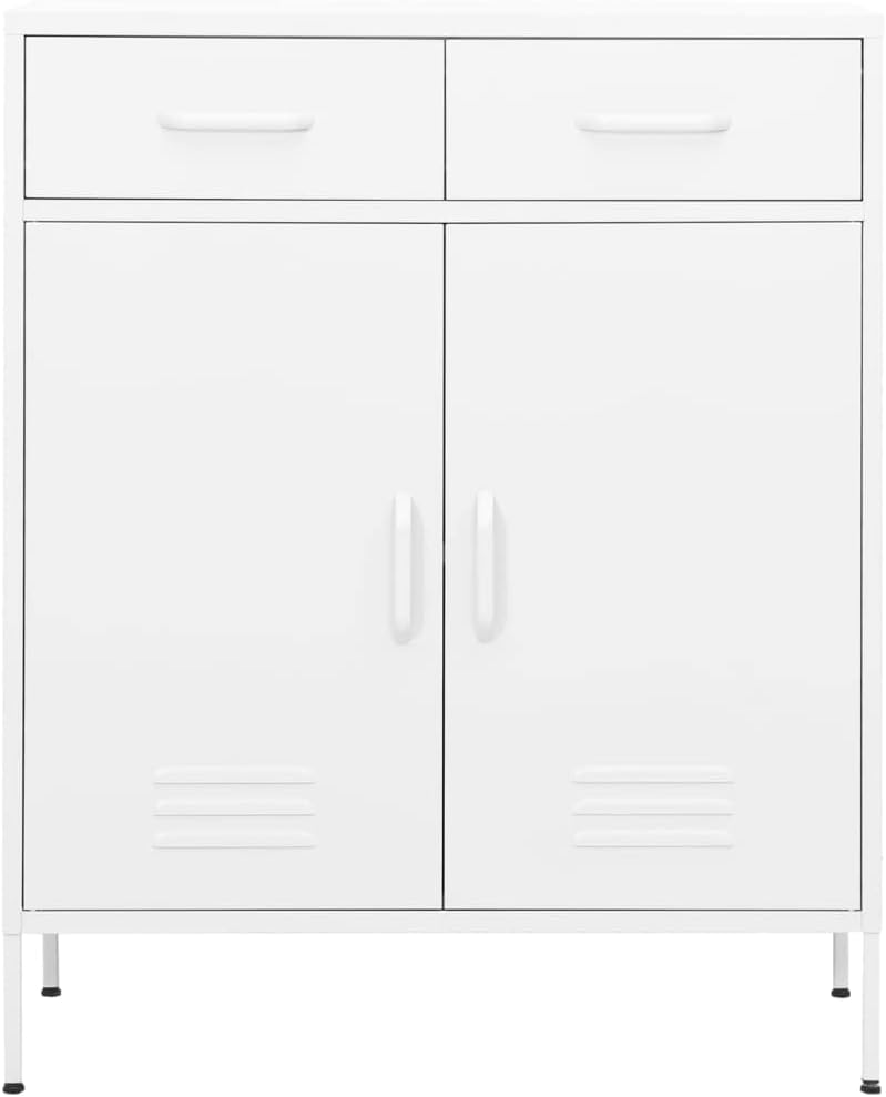 Homvdxl Aufbewahrungsschrank aus Metall mit 2 Schubladen, Aktenschrank mit 2 Türen und Regalen, 80x3