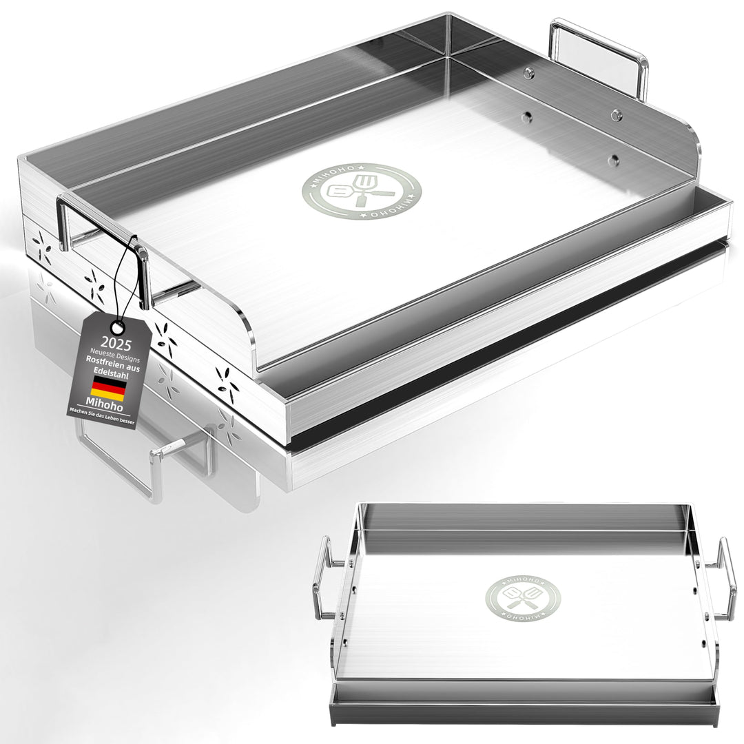 Universal BBQ Edelstahl Plancha Grillplatte Griddle mit gleichmässiger Heizung Arming, Grill für Gas